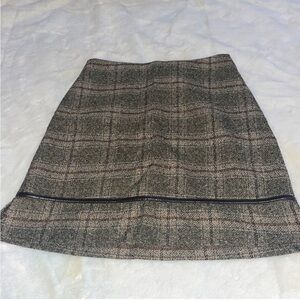 Plaid Wool Blend Skirt